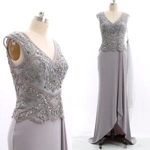 Cap Sleeve Jersey Evening Gown Formal Dress 210813